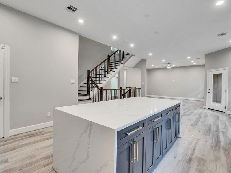 Kitchen island equipped with ample storage space Kitchen island equipped with ample storage space