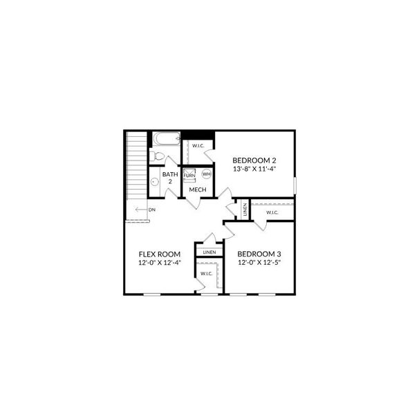 2D floor plan layout for the The Sadler by Stanley Martin Homes in The Mill at Woodcreek Farms, Elgin, SC (Image 5).