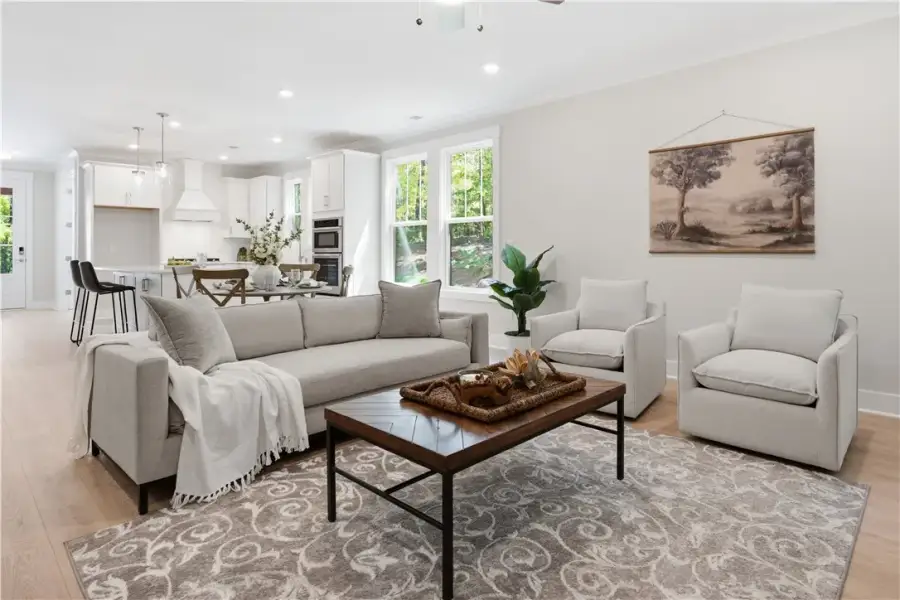 An open concept living area connects seamlessly to