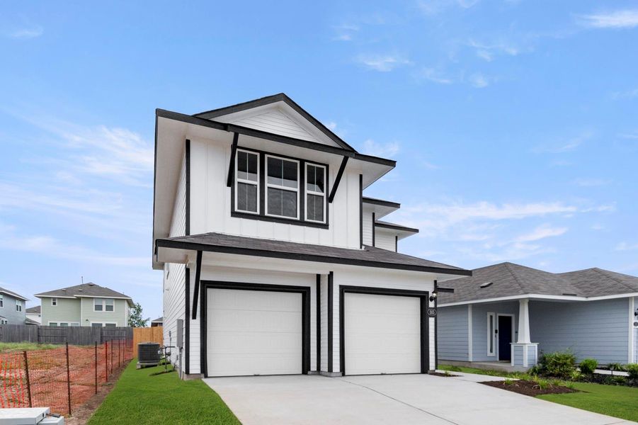 Front exterior of a new home in Hymeadow, Maxwell, TX, highlighting curb appeal (Image 20).