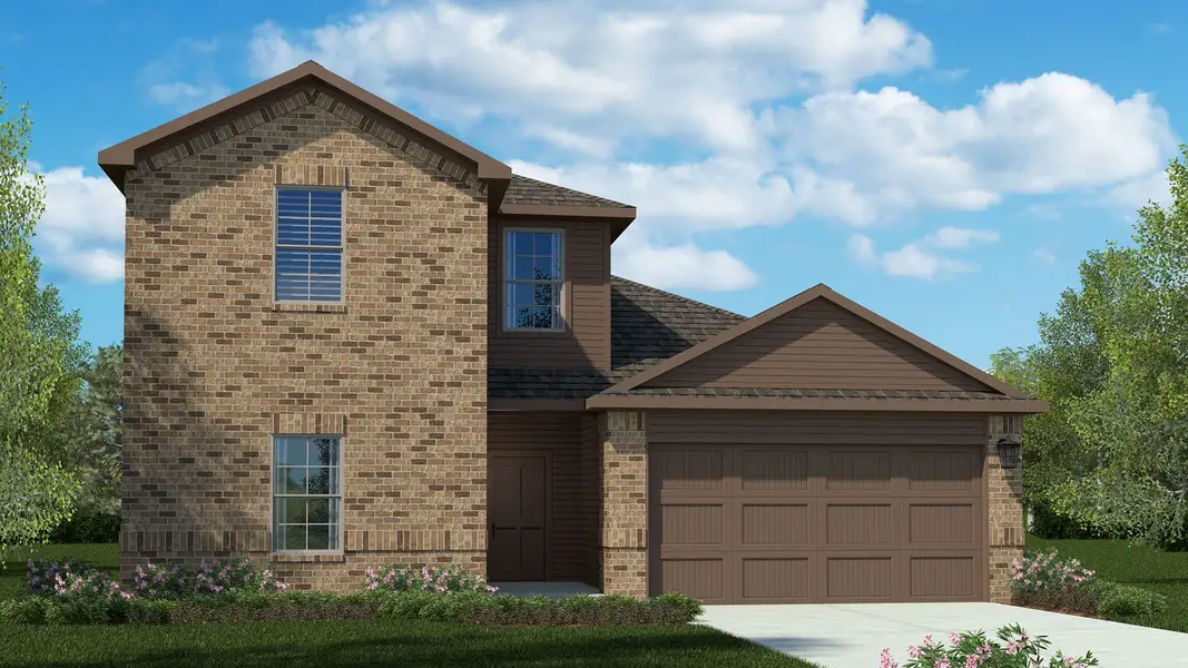 Front exterior of a new home in Rosewood at Beltmill, Fort Worth, TX, highlighting curb appeal (Image 1). Front exterior of a new home in Rosewood at Beltmill, Fort Worth, TX, highlighting curb appeal (Image 1).
