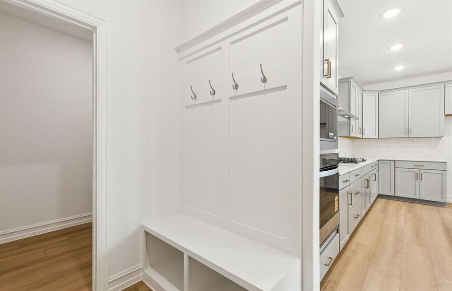 Everyday Entry from garage with mud bench Everyday Entry from garage with mud bench