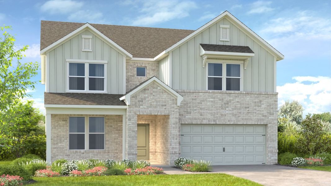 Representative exterior photo of a completed home built from the Sheridan by Taylor Morrison in Falls Creek, Flowery Branch, GA (Image 6).