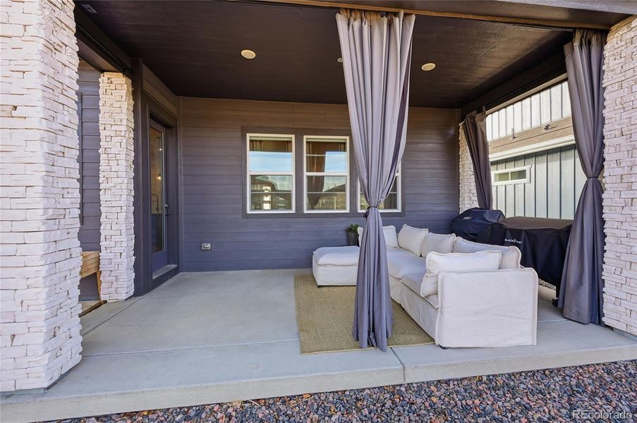 Exterior details and patio area of a home in Hilltop at Inspiration, Aurora (Image 4).