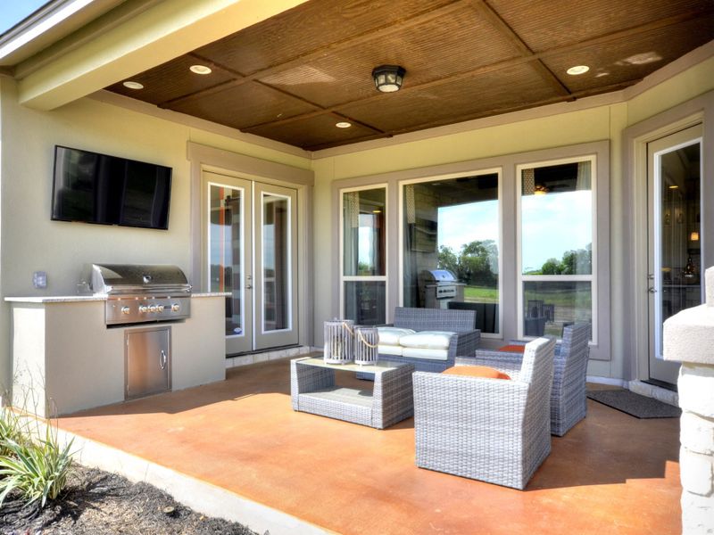 Representative exterior details of a home built from the San Simeon I by Giddens Homes in Clearwater Ranch, Liberty Hill (Image 81).