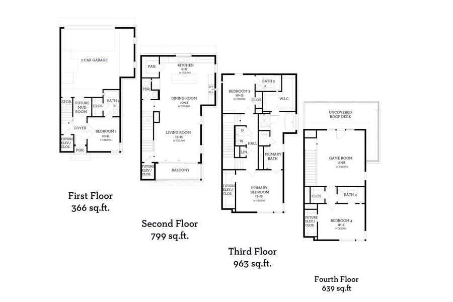 2D floor plan layout of this home in Commerce Row, Houston, TX (Image 2). 2D floor plan layout of this home in Commerce Row, Houston, TX (Image 2).