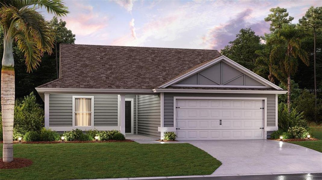Front exterior of a new home in Sawmill Branch Express, Palm Coast, FL, highlighting curb appeal (Image 24).