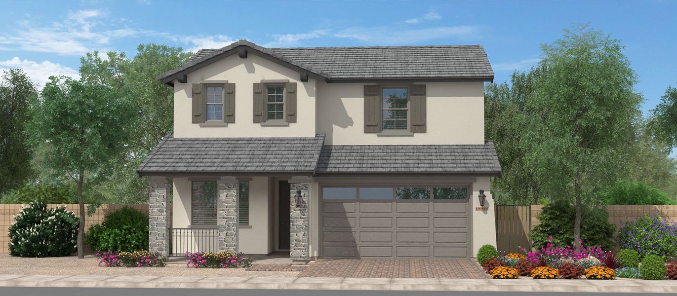 Representative exterior photo of a completed home built from the Romeo by Fulton Homes in Calistoga at Enclave, Litchfield Park, AZ (Image 7).