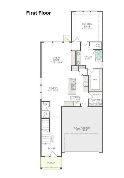 2D floor plan layout for the Ember by Tri Pointe Homes in Prairie Collection at The Meadows, Krum, TX (Image 3).
