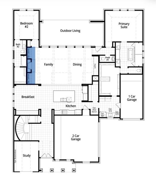 2D floor plan layout for the Livorno by Highland Homes in The Parks at Wilson Creek: 74ft. lots, Celina, TX (Image 4).