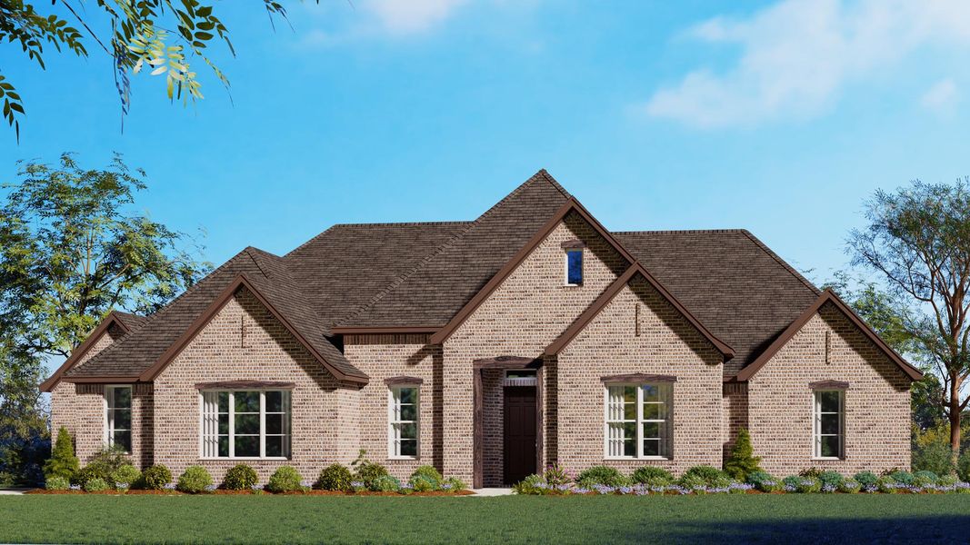 Representative exterior photo of a completed home built from the Concept 2623 by Landsea Homes in Paloma Ranch, New Fairview, TX (Image 6). Representative exterior photo of a completed home built from the Concept 2623 by Landsea Homes in Paloma Ranch, New Fairview, TX (Image 6).