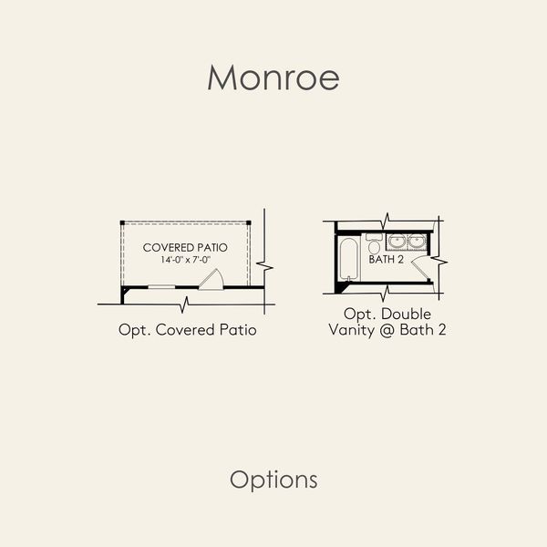 2D floor plan layout for the Monroe by Pulte Homes in Crosswinds, Kyle, TX (Image 3).
