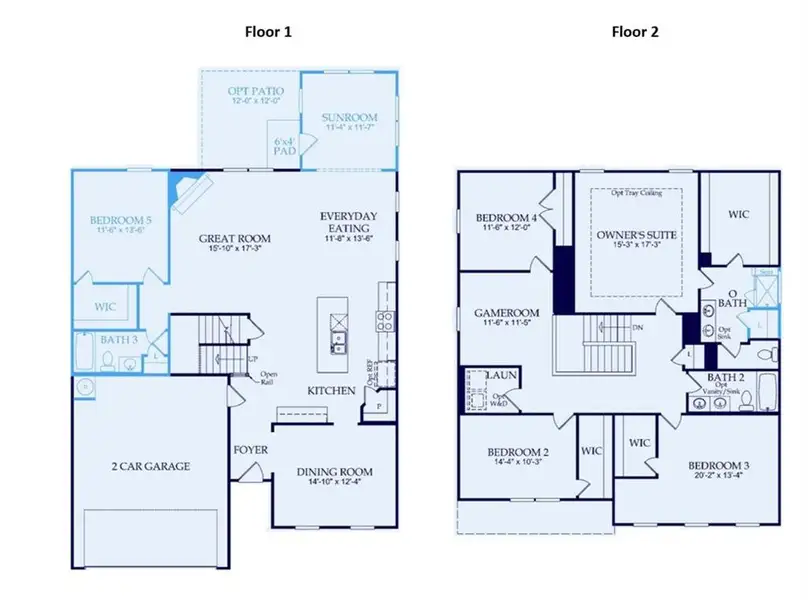 2D floor plan layout of this home in Berkeley Mill, Cumming, GA (Image 3).