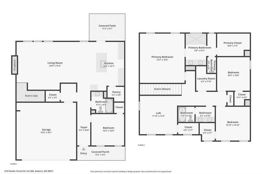 2D floor plan layout of this home in Fowler Farms, Auburn, GA (Image 4).