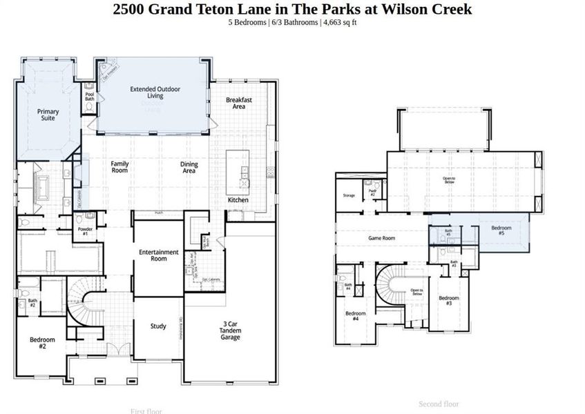 2D floor plan layout of this home in The Parks at Wilson Creek, Celina, TX (Image 3). 2D floor plan layout of this home in The Parks at Wilson Creek, Celina, TX (Image 3).