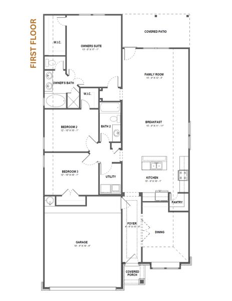 2D floor plan layout of this home in Morningstar, Georgetown, TX (Image 3).