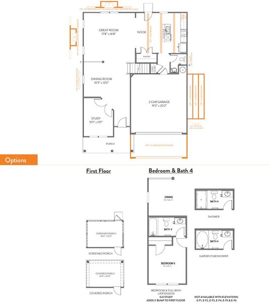 2D floor plan layout for the Huntley by True Homes in Westbrook Falls, Colfax, NC (Image 2).