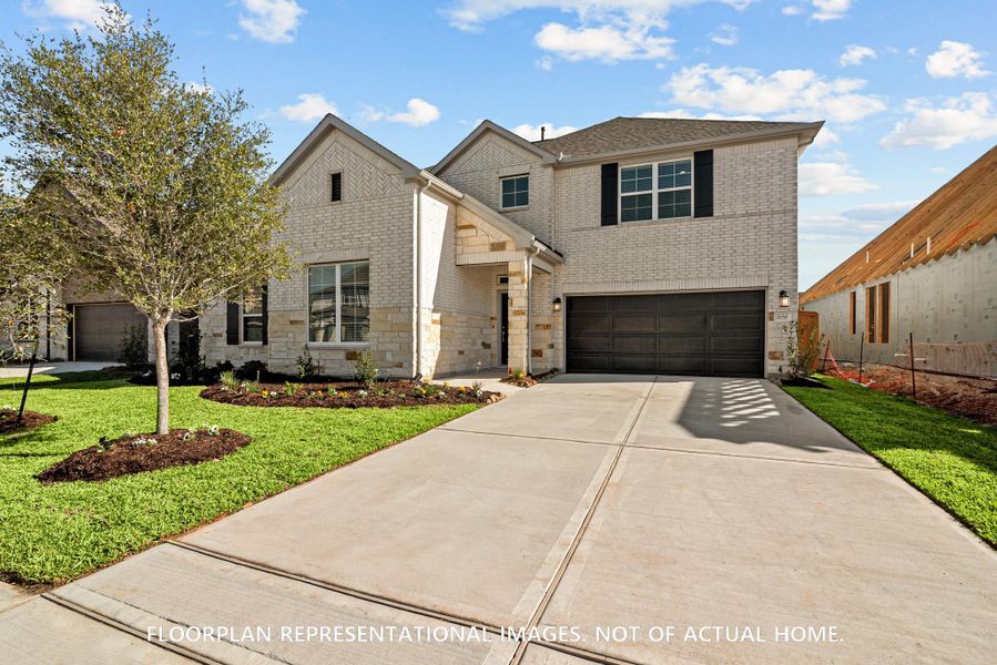 Front exterior of a new home in Berryknoll, Montgomery, TX, highlighting curb appeal (Image 2). Front exterior of a new home in Berryknoll, Montgomery, TX, highlighting curb appeal (Image 2).
