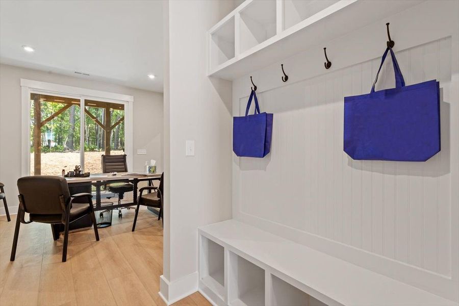 Optional drop zone across garage entrance Optional drop zone across garage entrance