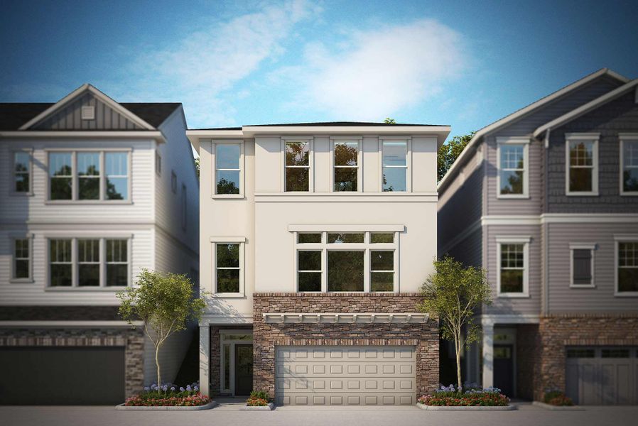 Representative exterior photo of a completed home built from the The Cherry Oak by David Weekley Homes in Trailside at Cottonwood Creek, Colorado Springs, CO (Image 2).