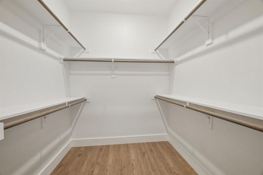 Walk in closet featuring wood-type flooring