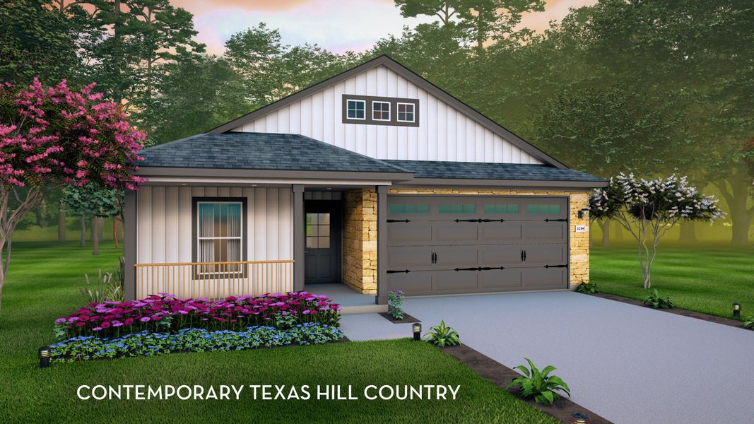 Representative exterior photo of a completed home built from the Sioux by CastleRock Communities in Homestead, Schertz, TX (Image 1). Representative exterior photo of a completed home built from the Sioux by CastleRock Communities in Homestead, Schertz, TX (Image 1).