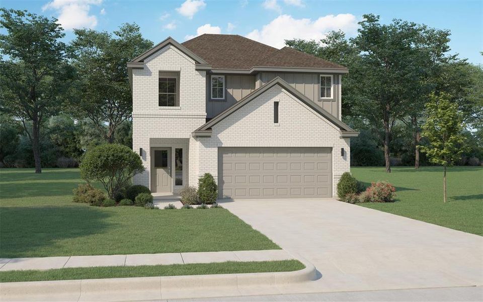 Front exterior of a new home in Lakehaven, Farmersville, TX, highlighting curb appeal (Image 23).