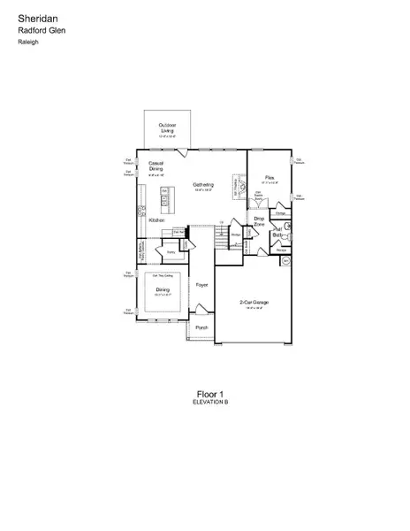 2D floor plan layout of this home in Bridgeberry, Holly Springs, NC (Image 3).