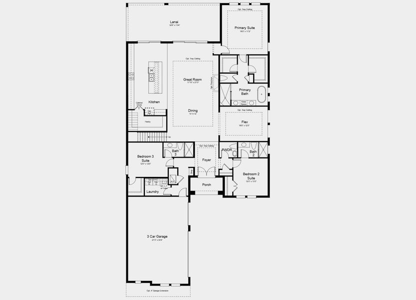 2D floor plan layout for the Argenta by Taylor Morrison in Esplanade at Wellen Park, Englewood, FL (Image 3).