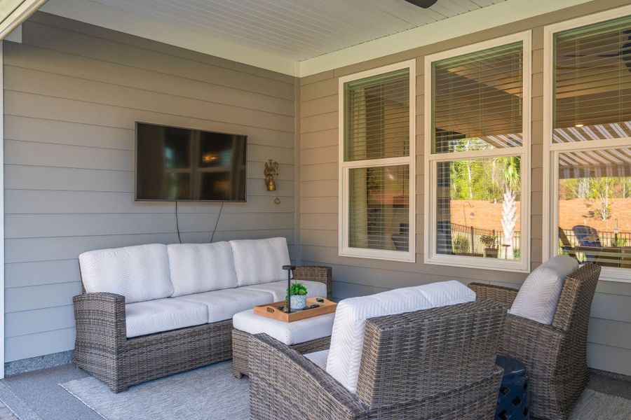 Exterior details and patio area of a home in Del Webb Charleston at Nexton, Summerville (Image 25).
