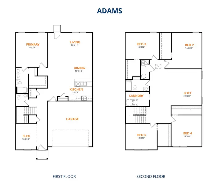 2D floor plan layout of this home in Meadows of Chandler, Chandler, TX (Image 3).