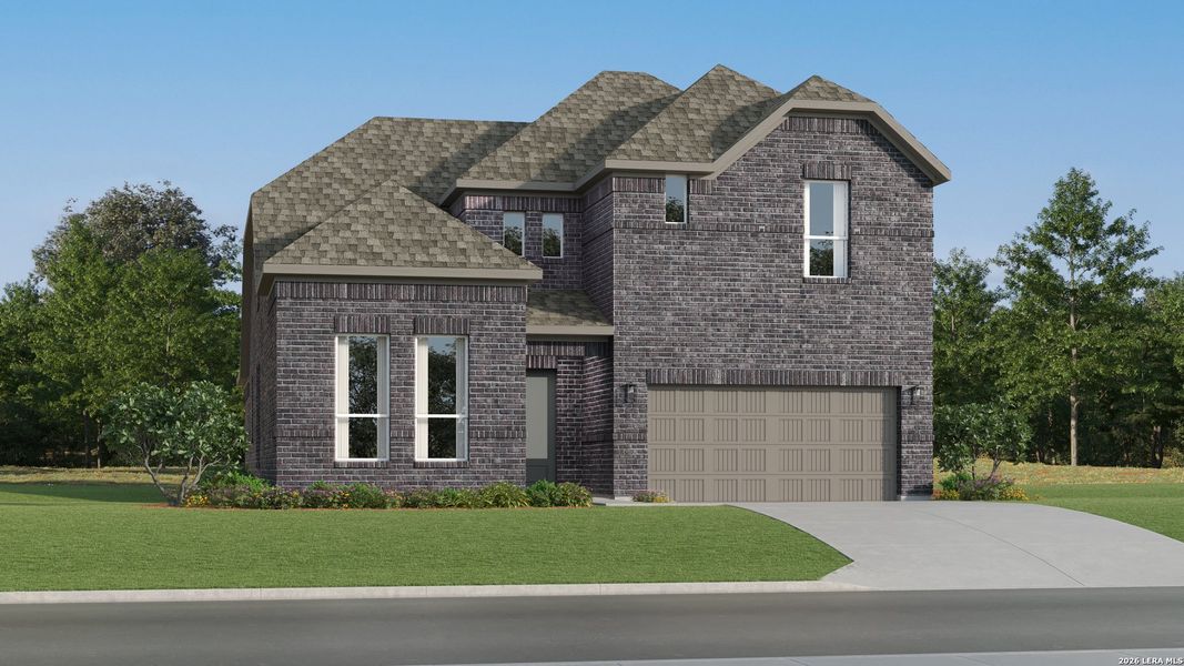 Front exterior of a new home in Gatehouse, New Braunfels, TX, highlighting curb appeal (Image 25).
