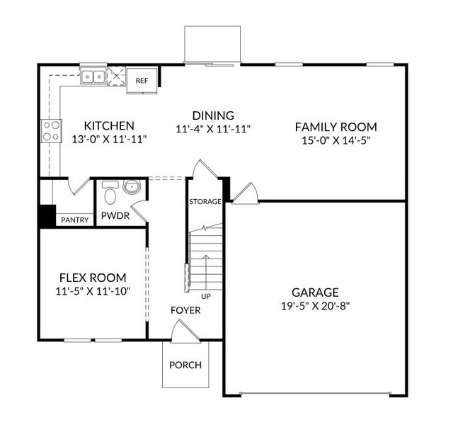2D floor plan layout for the The Melrose by Stanley Martin Homes in Essence at Elms Glen Single Family Homes, Ladson, SC (Image 5). 2D floor plan layout for the The Melrose by Stanley Martin Homes in Essence at Elms Glen Single Family Homes, Ladson, SC (Image 5).