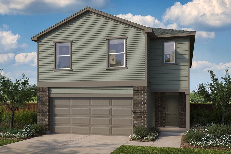 Representative exterior photo of a completed home built from the 2335 by KB Home in Eden Trails, Hockley, TX (Image 7).