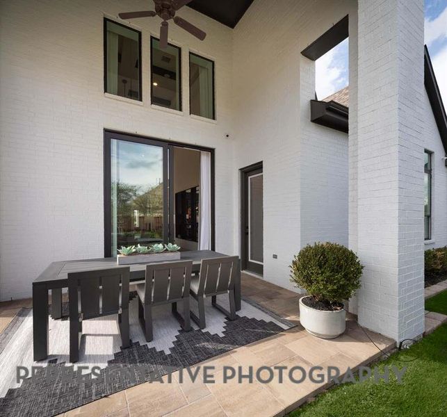 Exterior details and patio area of a home in Star Trail: 55ft. lots, Prosper (Image 2). Exterior details and patio area of a home in Star Trail: 55ft. lots, Prosper (Image 2).