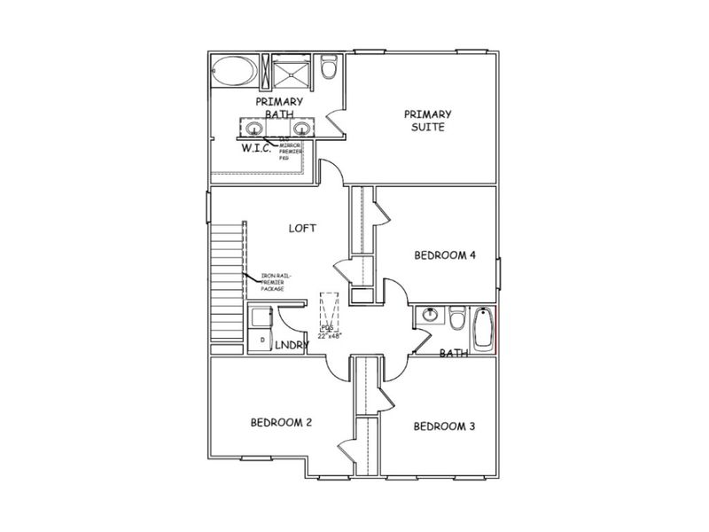 2D floor plan layout for the Nottely - 9958 by Dream Finders Homes in Crossvine Village, LaGrange, GA (Image 5).