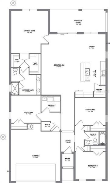 2D floor plan layout of this home in Twisted Oaks, Wildwood, FL (Image 3).