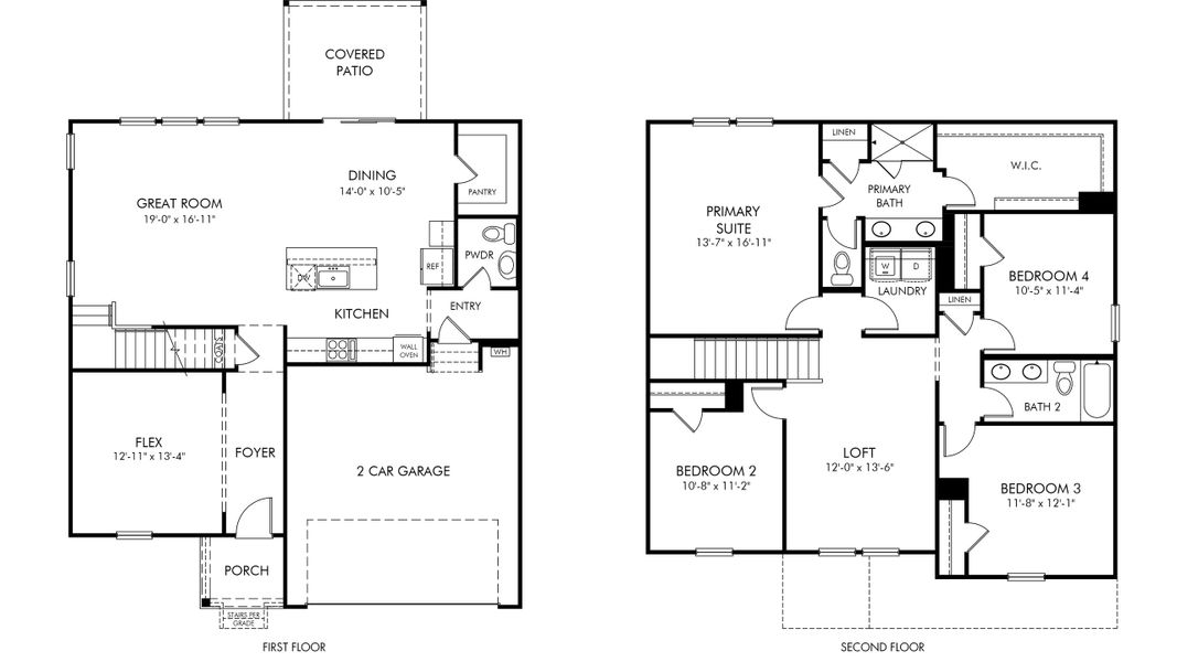2D floor plan layout of this home in Avalon Place - Signature Series, Durham, NC (Image 2). 2D floor plan layout of this home in Avalon Place - Signature Series, Durham, NC (Image 2).