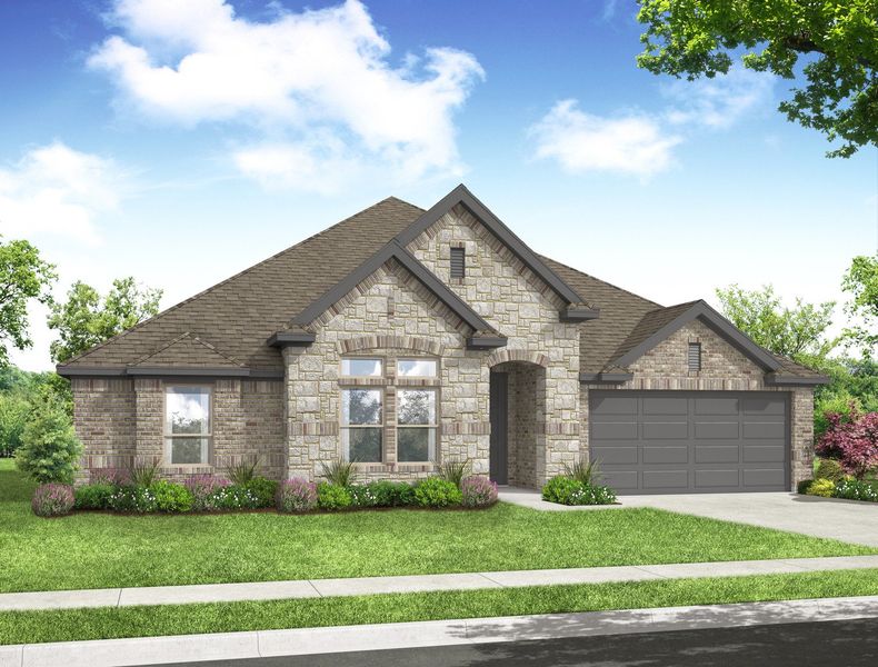Representative exterior photo of a completed home built from the Balmoral by Impression Homes in Still Water Lake Estates, Godley, TX (Image 8).