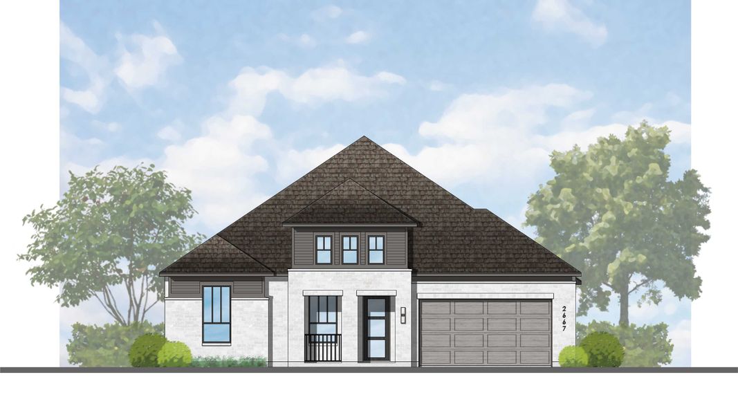 Representative rendering of the exterior for the Fleetwood Plan by Highland Homes (Image 3). Representative rendering of the exterior for the Fleetwood Plan by Highland Homes (Image 3).