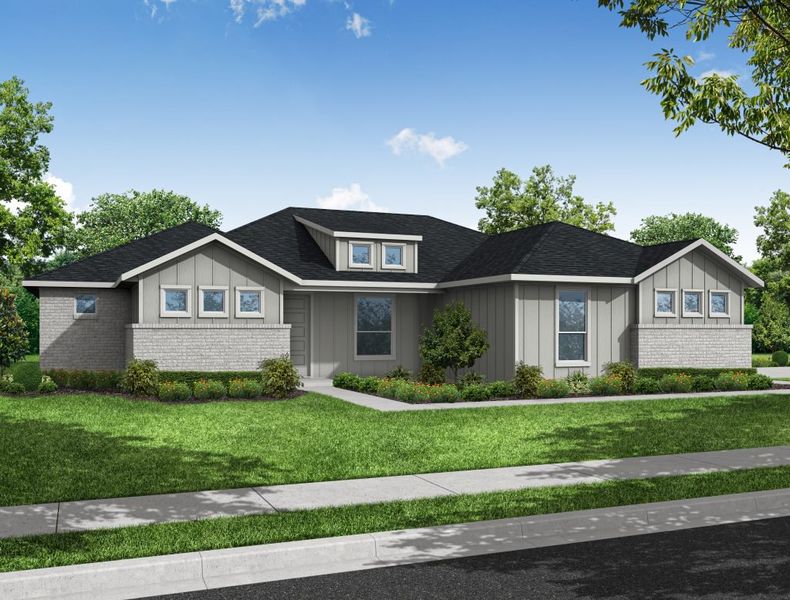 Representative exterior photo of a completed home built from the Cedar by Impression Homes in Estates of Palmer, Palmer, TX (Image 4).