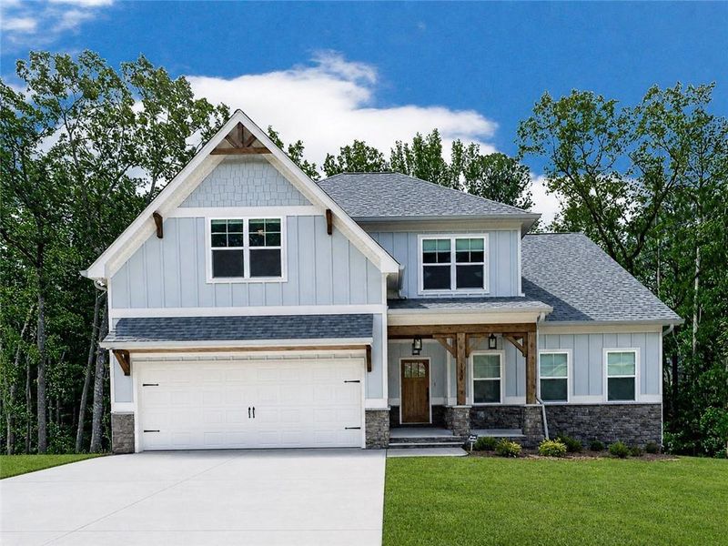 Front exterior of a new home in , Waleska, GA, highlighting curb appeal (Image 21).