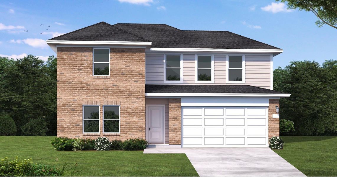 Front exterior of a new home in Windcress, Cove, TX, highlighting curb appeal (Image 1). Front exterior of a new home in Windcress, Cove, TX, highlighting curb appeal (Image 1).