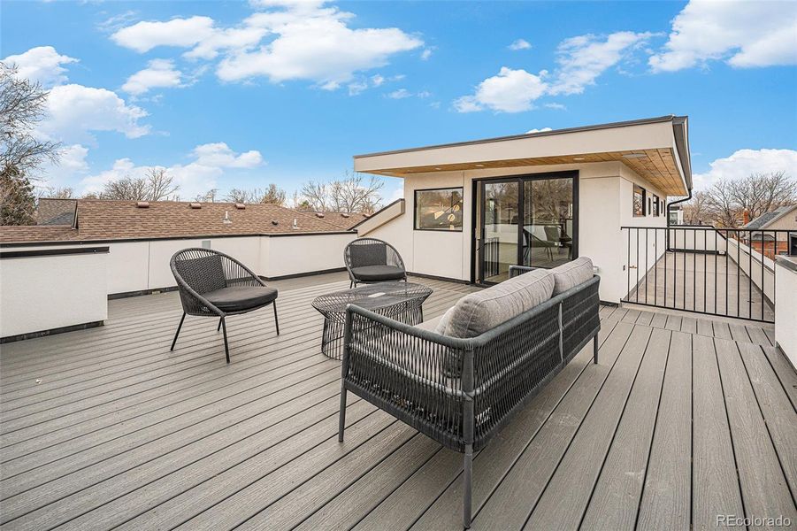 Incredible roof deck with power, water & gas is hot tub ready
