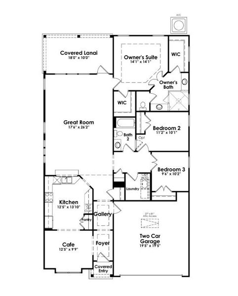 2D floor plan layout of this home in Cresswind Charleston, Summerville, SC (Image 4).