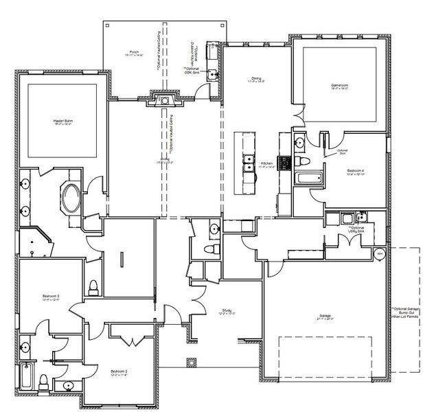 2D floor plan layout for the The Sophie by Reece Homes in Stella Ranch, Bryan, TX (Image 4).