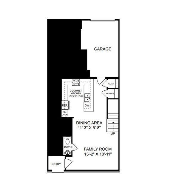 2D floor plan layout of this home in Grove 98, Wake Forest, NC (Image 2).