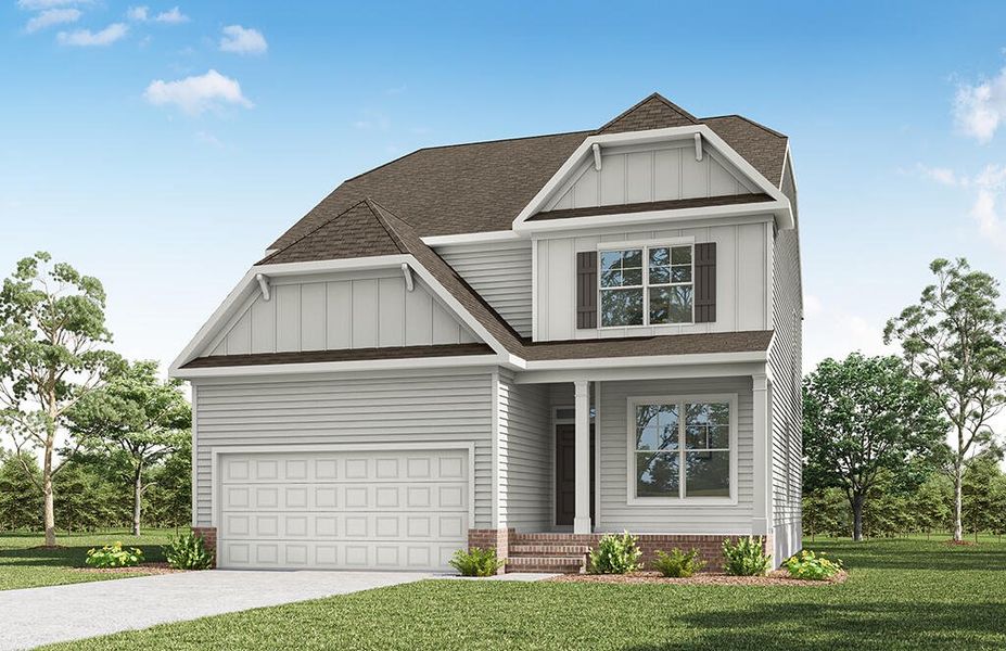 Representative exterior photo of a completed home built from the Oxford by Eastwood Homes in Black Forest Pointe, Benson, NC (Image 6).