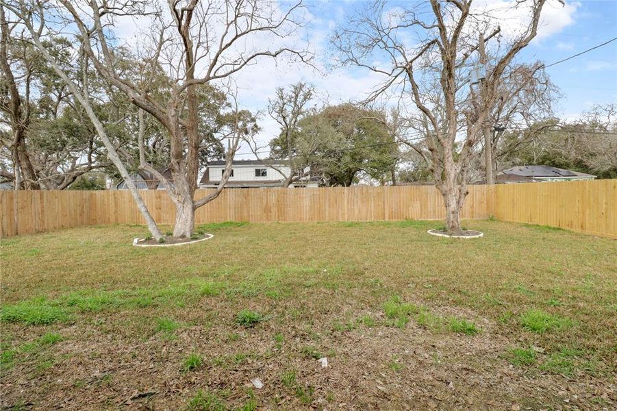 Spacious fenced-in backyard