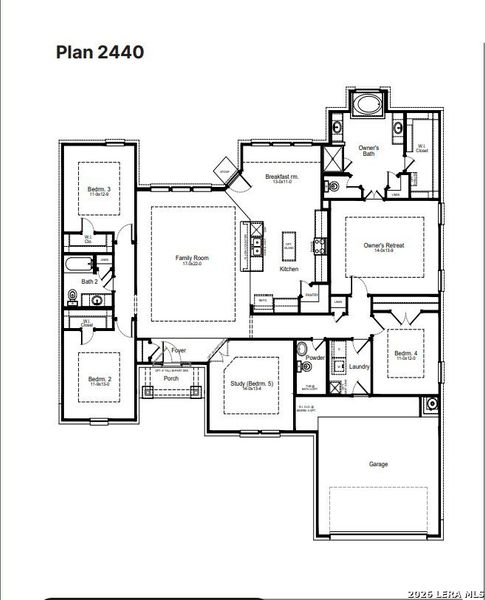 2D floor plan layout of this home in Jordan's Ranch, San Antonio, TX (Image 3).